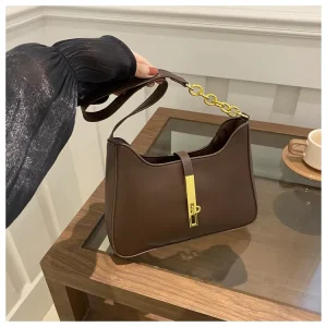 Autumn Winter Vintage Niche New Fashion High-Grade Single Strap Underarm Bag for Ladies Geometric Chain Zipper Simple Portable