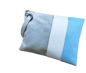 BOHO Stitching Leather Clutch Zipper Splice Women Large Clutch Bag