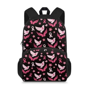 Backpack for Boys Girls Outdoor Activities Travel Butterfly Rose Printed Breast Health Laptop Backpacks School Bags