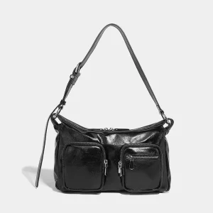 Bag Factory China Custom Logo Women Handbag with Front Zipper Pocket Large Capacity Soft PU Leather Ladies Handbag for Wholesale