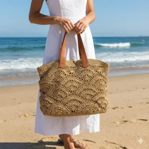 Beach Bag Knitting Bags Crossbody Bag Women Durable Knitted Texture Stylish Casual Summer Outdoor Leisure Bag
