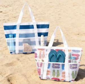 Beach Bag Large Capacity Mesh Swimming Bag Multifunctional Travel Shoulder Beach Bag Swimsuit Storage Bag