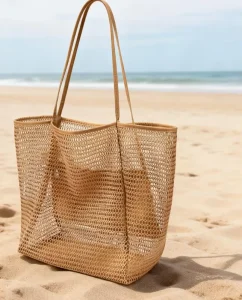 Beach Bag for Seaside Vacation Single Shoulder Crossbody Beach Bag Travel Hand-held Mesh Versatile Tote