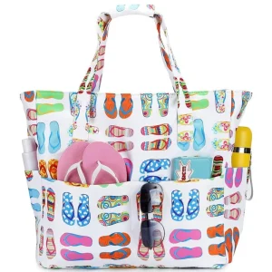 Beach Bags for Ladies Bright Color Portable Mesh Beach Bag with Open Closure