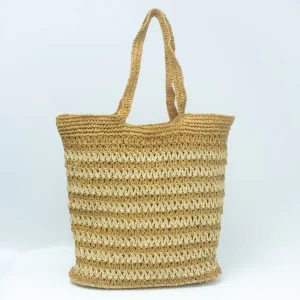 Beach Bags for Women Knitting Bags Summer Handmade Crochet Woven Zipper Closure Portable Daily Outdoor Shoulder Paper Bag