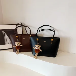 Bear Pendant Decoration Women’s Shoulder Bag Large Capacity Crossbody Bags Brown Messenger Bag High Quality Handbag for Women
