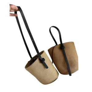 Beautiful Fashionable Strong Durable Casual School Travel Beach Swimming Straw Woven Bucket Shoulder Bags