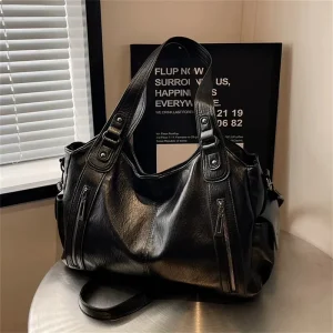 Bespoke Retro Zipper Hobo Bag Factory Custom Logo Soft PU Leather Crossbody Satchel Daily Carryall Vendor for OEM Fashion Shop