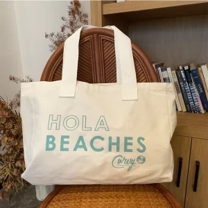 Biodegradable High Quality Cotton Canvas Tote Bag with Custom logo Print Beach and Shopping Bag Recyclable Tote Bag