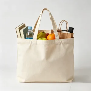 Biodegradable Twill Cotton Canvas Tote Bag Shoulder Handle Plain Design Customizable Flexographic Printed Handbag Style Shoulder