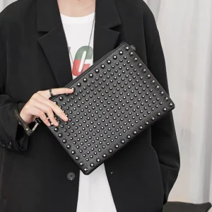 Black Clutch Bag Evening Clutch Bag Rivet Luxury Clutch Bag for Lady
