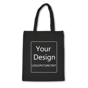 Black Handle Canvas Bag Custom Print Promotional 100% Cotton Canvas Tote Bag