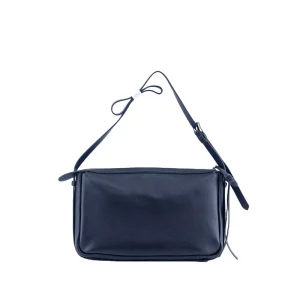 Black Leather Shoulder Bag with Adjustable Strap Structured Square Shape Handbag Minimalist Design OEM ODM Custom Factory