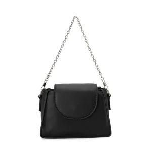 Black PU Leather Fashion Mini Shoulder Bag Chain Strap Magnetic Snap Closure Flap Design Convertible for Women Daily Outdoor