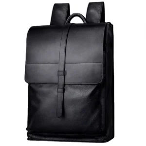 Black PU Leather Laptop Backpack