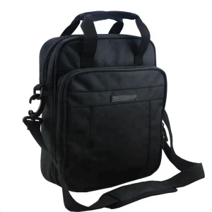 Black Unisex National Style Messenger Shoulder Sling Bag with Zipper Closure for Conference Use