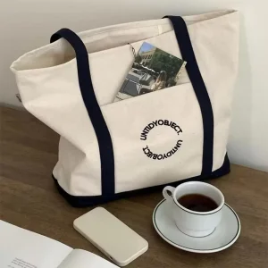 Blank Big Canvas Tote Bag with Custom Printed Logo Large Capacity Shopping Bag Cotton Print Beach Tote Bag for Women