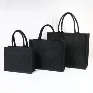 Blank Customize Jute Linen Beach Black Burlap Tote Bags