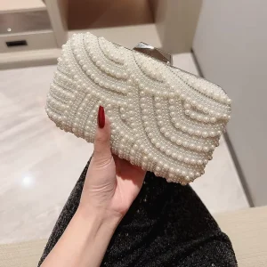 Bling Chain Crossbody Bags Women Luxury Pearl Handbag Evening Bags Envelope Clutch Bag