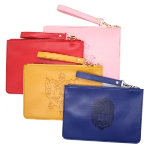 Blue Zeta Phi Beta Sorority Wristlet Clutch Bag Large Leather Zipper Purse for Lady