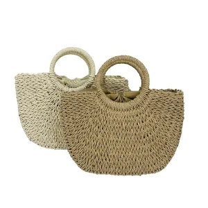 Bohemian Rattan Shell Moon Bag Hand Woven Eco Friendly Tote Shoulder Strap Elegant Urban Simplicity Versatile Phones Cosmetics