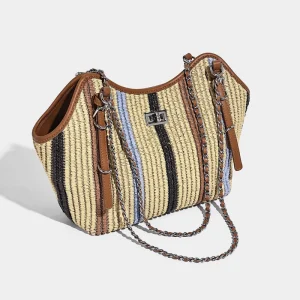 Bohemian Style Beach Bags Young Lady Chain Straw Bags Large Capacity Tote Shoulder Bags Handbags