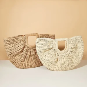 Bohemian Top Handle Paper Straw Handbag Summer Beach Straw Bag