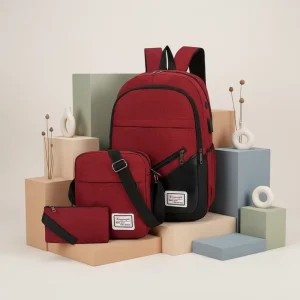 Boys School Shoulder Bag Protected Laptop Backpack with Zipper Closure National Style