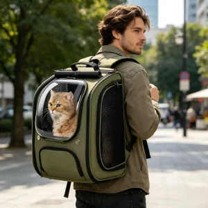 Breathable Polyester Zipper Closure Foldable Cat Dog Pet Backpack Portable Shoulder Bag Outings Universal 5kg Capacity Travel