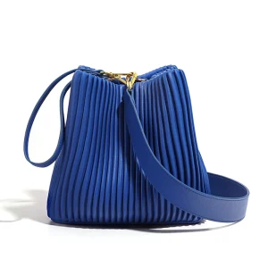 Bucket Bag with Folded Cowhide Large Capacity High end Feel Genuine Leather Single Shoulder Diagonal Cross Handbag