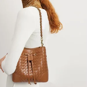 Bucket Bags for Women PU Leather for Certified Manufacturer Custom Vintage Handwoven High Quality Women Bucket Bags
