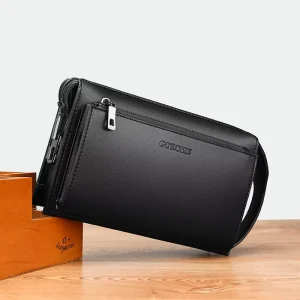Business Clutch Bag Large Capacity Multi Flap Pocket Zipper PU Leather Anti Theft Password Lock New Men’s Handbag