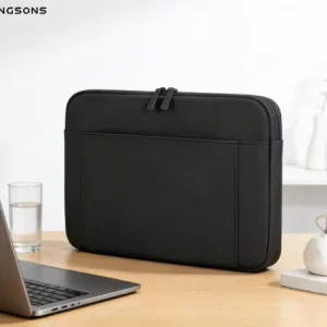 Business Simple Classic Black Unisex Waterproof Durable Fabric Portable Laptop Bag with Zipper Closure