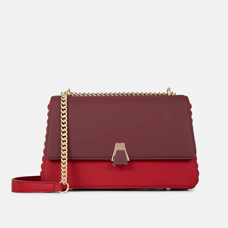 CHRISBELLA Women PU Leather Chain Crossbody Bag New Fashion Patchwork Design Chain Ladies Shoulder Bag for Women