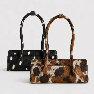 Calf Hair Handbag Women Genuine Leather Shoulder Tote Bag Western Cow Print Long Handle Fashion Purse Factory