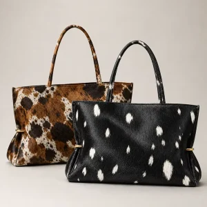 Calf Hair Tote Bag Women Genuine Leather Shoulder Handbag Large Capacity Western Cow Print Shopper Purse Fashion
