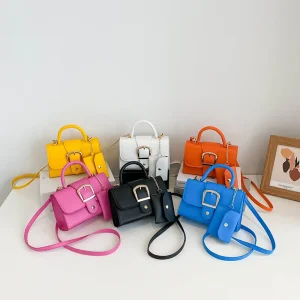 Candy Color 3 in 1 Lady’s Temperament Handbag PU Cosmetic Bag Retro Girls Shoulder Bag with Coin Purse