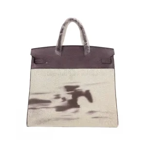 Canvas & Cowhide Patchwork Style Handbag Large Capacity Top Handle Tote Bag