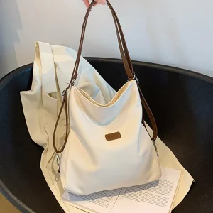 Canvas Large Capacity Portable Women Shoulder Bag Vintage Simple Thread Female Crossbody Bags Large Quality Daily Ladies Handbag