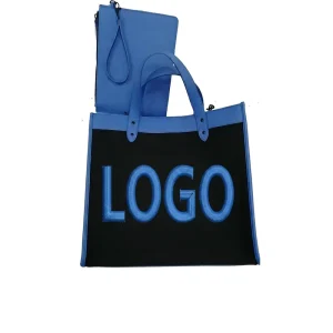 Canvas National Style Large Capacity Durable Foldable Casual Tote Bag and Wristlet Set