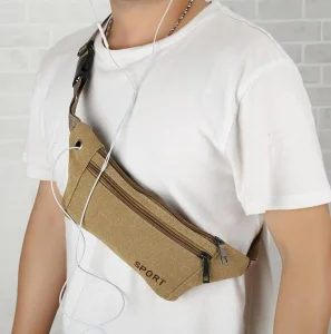 Canvas Outdoor Running Sport Hiking Climbing Cycling Fitnesss Travel Custom Logo Men Fanny Pack Waist Bag
