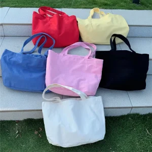Canvas Shopping Tote Bag Large Capacity Portable Reusable Tote for Shopping Travel and Everyday Carry