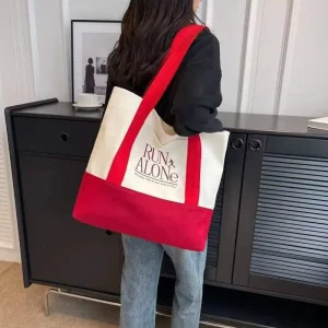 Canvas Tote Bag Eco Friendly Reusable Polyester Lining Custom Logo Zipper Closure for Summer Travel Shopping
