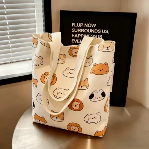 Canvas Tote Bags for Women Casual Shoulder Bag Lightweight Reusable Shopping Bag for Daily Use Travel Work School