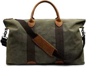 Canvas Travel Duffel Shoulder Tote Weekend Bag for Men Women Large Weekender Overnight Handbag With Luggage