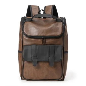 Casual Fashion Bag for Men Frosted PU Leather Waterproof School Backpack College Laptop Bags