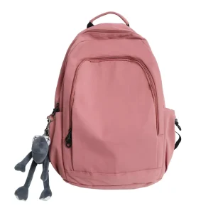 Casual Korean Style Monochrome Nylon Backpack for Women and Men High School Student Large Capacity Unprinted Polyester Bag