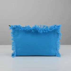 Casual Ladies’ Clutch Bag Cotton Canvas Material Fringe Detailing Zip Closure Stylish Beach Bag