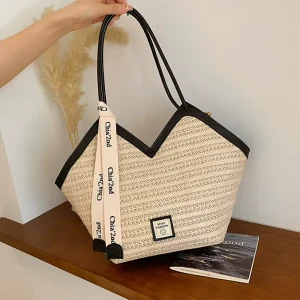 Casual Shoulder Bag Fashionable Vintage Zipper Closure Polyester for Women Spring New Arrival Simple Tote Handbag