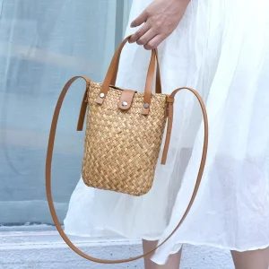 Casual Straw Shoulder Straw Bag Women’s Street Trend Mobile Phone Bag Personality Hand Woven Beach Bag